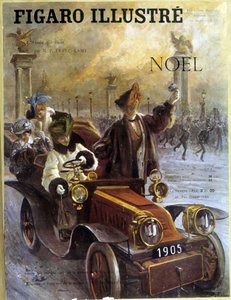 Automobile Dion-Bouton 1905 et manteaux et fourrures Grunwaldt - dans "Le Figaro Illustré", déc. 1904 - French School