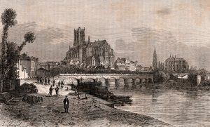 Auxerre - Bourgogne-Franche-Comté - gravure dans « La France illustrée : géographie, histoire, administration statistique » par V.A. Malt-Brown. 1884 - French School