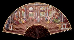 Scène de bal à la cour sous Louis XIV (1638-1715) éventail du XVIIIe siècle Paris, Arts décoratifs - French School