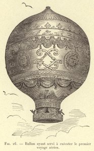 Ballon ayant servi à exécuter le premier voyage aérien (gravure)