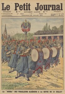 Bande des tirailleurs algériens défilant lors de la parade militaire du 14 juillet à Paris