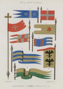 Bannières, banderoles, drapeaux des 10e au 14e siècles - French School