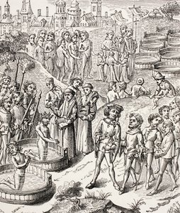 Baptême des Saxons conquis par Charlemagne, de la Vie militaire et religieuse au Moyen Âge par Paul Lacroix, publié à Londres vers 1880