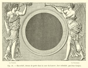 Bas-relief, dessus de porte dans la cour du Louvre, face orientale, par Jean Goujon