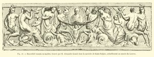 Bas-relief romain en marbre, trouvé par M. Alexandre Lenoir dans la sacristie de Saint-Sulpice, actuellement au musée du Louvre - French School