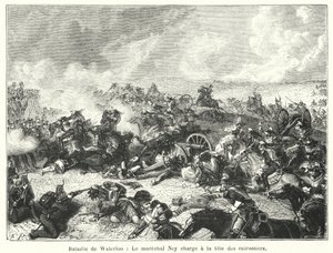 Bataille de Waterloo, Le maréchal Ney charge à la tête des cuirassiers - French School