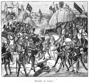 Bataille de Crécy en 1346, copie des Chroniques de Froissart - French School
