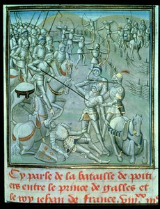 Bataille de Poitiers, représentant le Prince de Galles et le roi Jean de France - French School