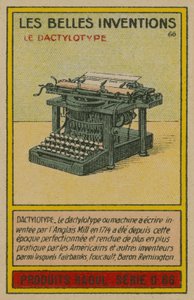 Carte des belles inventions, machine à écrire