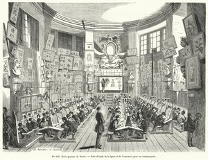 Classe de débutants dans une école libre de dessin, France - French School