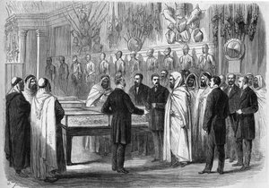 Ben Mahi Ed Din Abd El Kader (Abd El-Kader) (1808 - 1883) émir algérien visitant le Musée de l