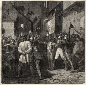 Conspiration de Berton 1822 - Le général Jean Baptiste Breton dit Berton (1769-1822) établit un gouvernement provisoire à Thouars en 1822 - French School