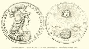 Bibliothèque nationale, Médaille de Louis XIV, en argent et en bronze - French School