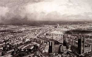 Vue Aérienne de Londres, vers 1840-55 - French School