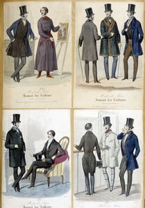 Planches illustrant la mode masculine du « Journal des tailleurs » de 1848. - French School