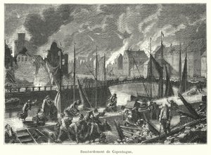 Bombardement de Copenhague (gravure) - French School