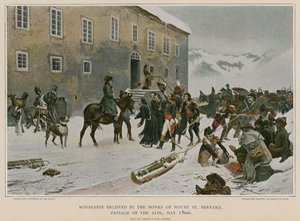 Bonaparte reçu par les moines du Mont Saint-Bernard - French School