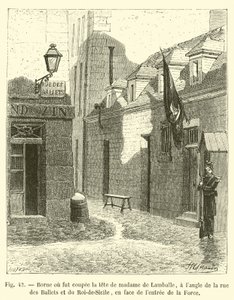 Borne où fut coupée la tête de madame de Lamballe, à l