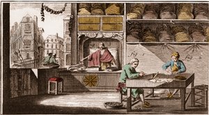 Bouchonnier, fabrication de bouchons en liège - « La Grande Encyclopédie, ou Dictionnaire raisonné des sciences, des arts et des métiers » par Denis Diderot (1713-1784) et Jean d