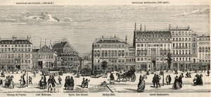 Boulevard des Italiens et boulevard Montmartre - Café Mulhouse - Cercle Montmartre - Jockey club - Gravure dans "Tableau de Paris" par Edmond Texier 1852 - French School