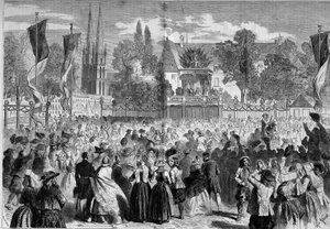 Bal breton sur le champ de bataille à Quimper (Finistère, 29) en présence de Napoléon III (1808-1873) et de l