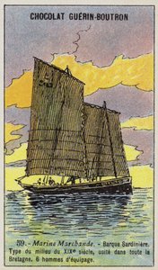 Bateau de pêche à la sardine breton, milieu du XIXe siècle - French School