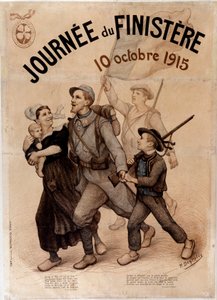 Soldat breton et sa famille - Affiche pour "Journée du Finistère", 10 octobre - French School