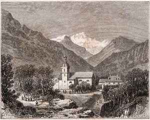 Brides-les-Bains - Savoie - gravure dans "La France illustrée : géographie, histoire, administration statistique" par V.A. Malt-Brown. 1884