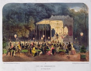 Café des Ambassadeurs, Champs-Élysées, vers 1850 - French School