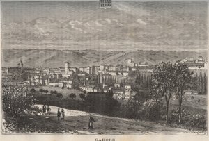 Cahors - Lot - Midi-Pyrénées - gravure dans « La France illustrée : géographie, histoire, administration statistique » par V.A. Malt-Brown. 1884 - French School
