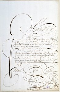 Calligraphie : Lettre de comptes calligraphiée vers 1678 par François de Bruyn.