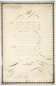 Calligraphie : Pièce de réception datée de 1737 par André François Roland. - French School