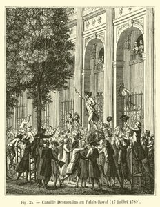 Camille Desmoulins au Palais-Royal, 17 juillet 1789 - French School