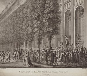 Camille Desmoulins appelant à la révolte au Palais Royal, Paris - French School