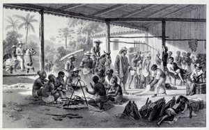 Camp de nègres au Brésil. Gravure du 19ème siècle - French School