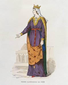 Reine capétienne en 1360, de Costumes civils et militaires des français à travers les siècles - French School