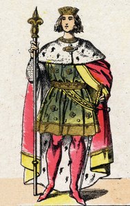 Dynastie capétienne : Portrait de Philippe IV de France, dit Philippe le Bel (1268-1314), roi des Francs de 1285 à 1314. Imagerie d