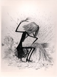 Caricature représentant Franz Liszt (1811-86) jouant du piano, 1845 - French School