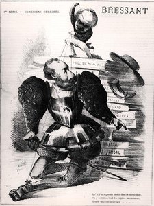 Caricature de Jean Baptiste François Bressant (1815-86) en Don Carlos dans 