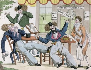 Caricature du Café des Variétés, début du XIXe siècle - French School