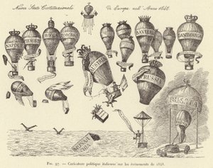 Caricature politique italienne sur les événements de 1848 (gravure)