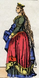 Dynastie carolingienne : Portrait de Judith de Bavière (805-843) Reine des Francs épouse de Louis Ier dit le Pieux ou « le Débonnaire » (778-840). Imagerie d