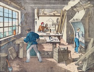 Atelier de charpentiers, vers 1860