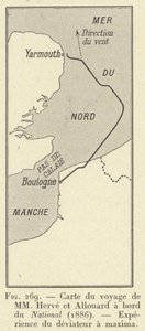 Carte du voyage de MM Hervé et Allouard à bord du National (1886), Expérience du déviateur à maxima - French School