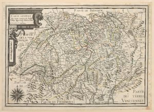 Carte générale des treize cantons de Suisse, Vallay, Ligues, Grise, Maison-Dieu, et Valteline - French School