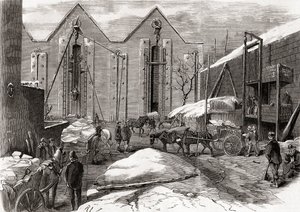 Transport de glace aux entrepôts de glace de M. Charles, Lindsey House, Londres, de 