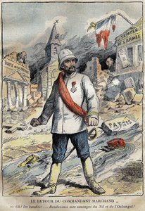 Caricature du commandant Jean-Baptiste Marchand (1863-1934), à Toulon, revenant d