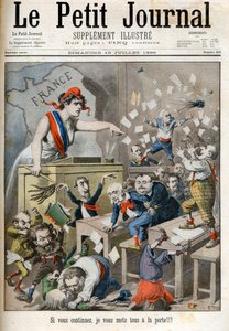 Caricature sur les ordres de la Chambre des députés - Le Petit Journal, juillet 1898. - Marianne et la classe politique. Au centre, Paul Déroulède (1846-1914), Jules Méline (1838-1925), Édouard Drumont (1844-1917). - French School