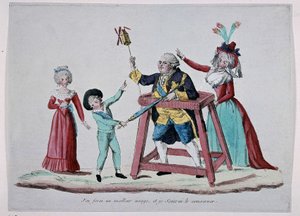 Caricature sur la famille royale (Louis XVI et Marie-Antoinette avec leurs enfants) pendant la Révolution française, vers 1790 - Musée Carnavalet - French School