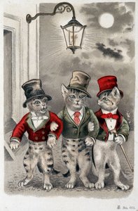 Chats en situation - carte postale début 20ème siècle